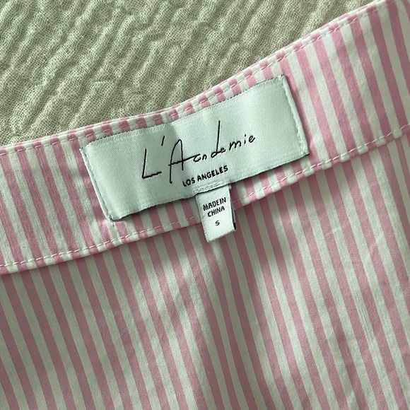 Lacademie pink and white striped cropped button down top - Picture 4 of 4